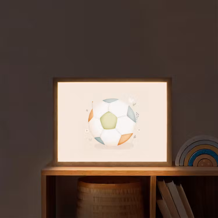 Voetbal - Rond - Pastel Light Box met batterij (Wandlamp kind) middel -sfeer1_kind