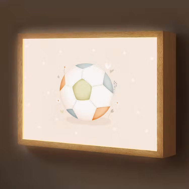 Voetbal - Rond - Pastel - Stippen Light Box met batterij (Wandlamp kind) middel -z3d_website