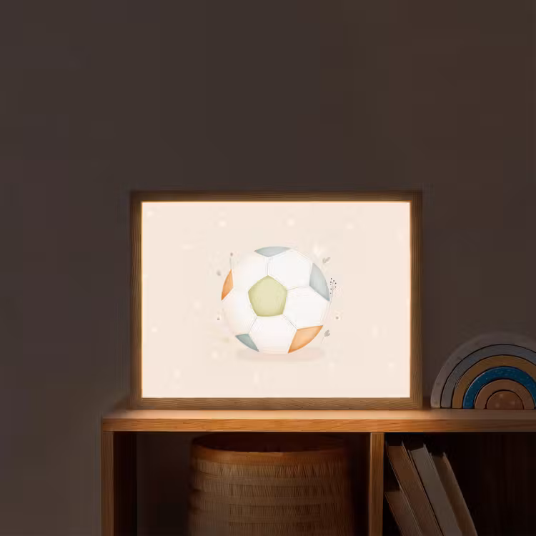 Voetbal - Rond - Pastel - Stippen Light Box met batterij (Wandlamp kind) middel -sfeer1_kind