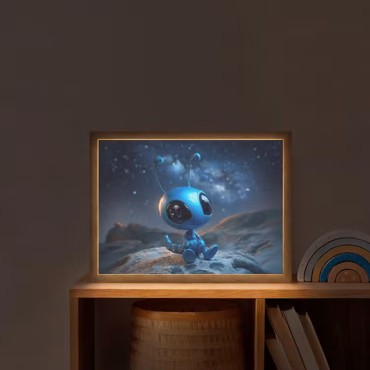 Ruimtewezen - Blauw - Galaxy Light Box met batterij (Wandlamp kind) middel -sfeer1_kind