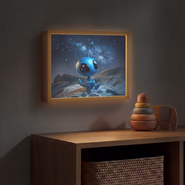 Ruimtewezen - Blauw - Galaxy Light Box met batterij (Wandlamp kind) middel -sfeer5_kind