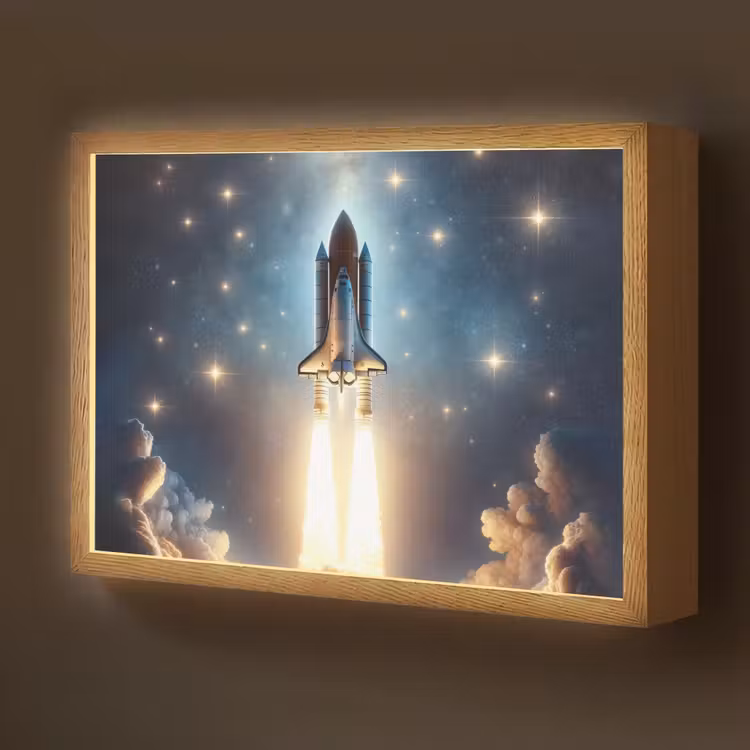 Ruimtevaart - Raket - Space - Sterren Light Box met batterij (Wandlamp kind) middel -z3d_website