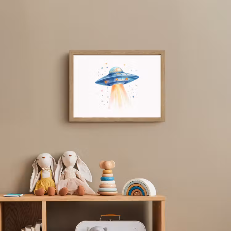 Ruimte - Ufo - Sterren Light Box met batterij (Wandlamp kind) middel -sfeer2_kind