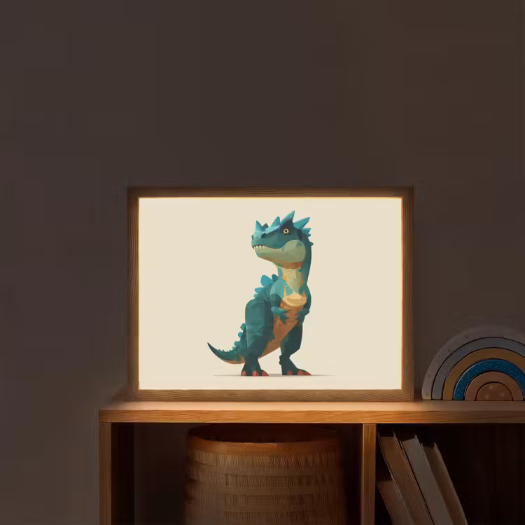 Stekels - Dino - Blauw - Gespierd Light Box met batterij (Wandlamp kind) middel -sfeer1_kind