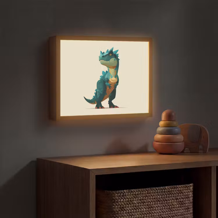 Stekels - Dino - Blauw - Gespierd Light Box met batterij (Wandlamp kind) middel -sfeer5_kind