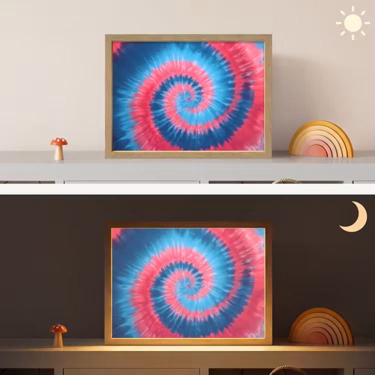Spiraal - Roze - Draaiend Light Box met batterij (Wandlamp kind) middel -sfeer3_kind