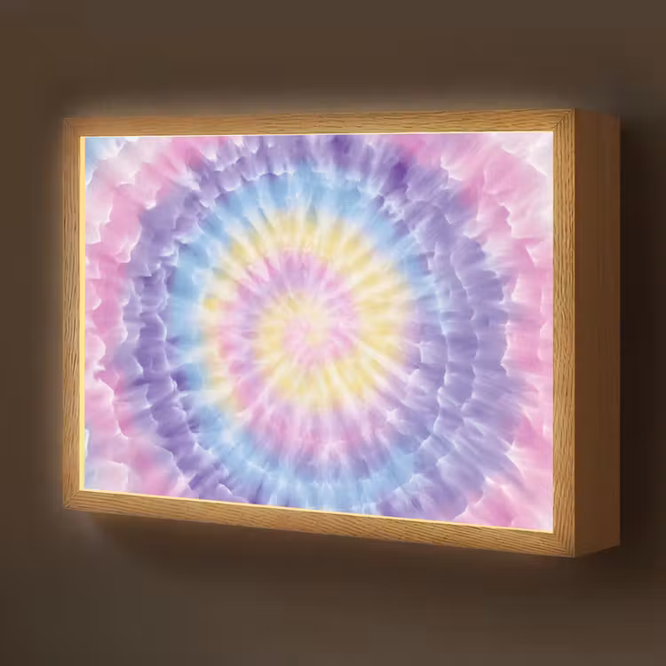 Spiraal - Tie dye - Pasteltinten Light Box met batterij (Wandlamp kind) middel -z3d_website