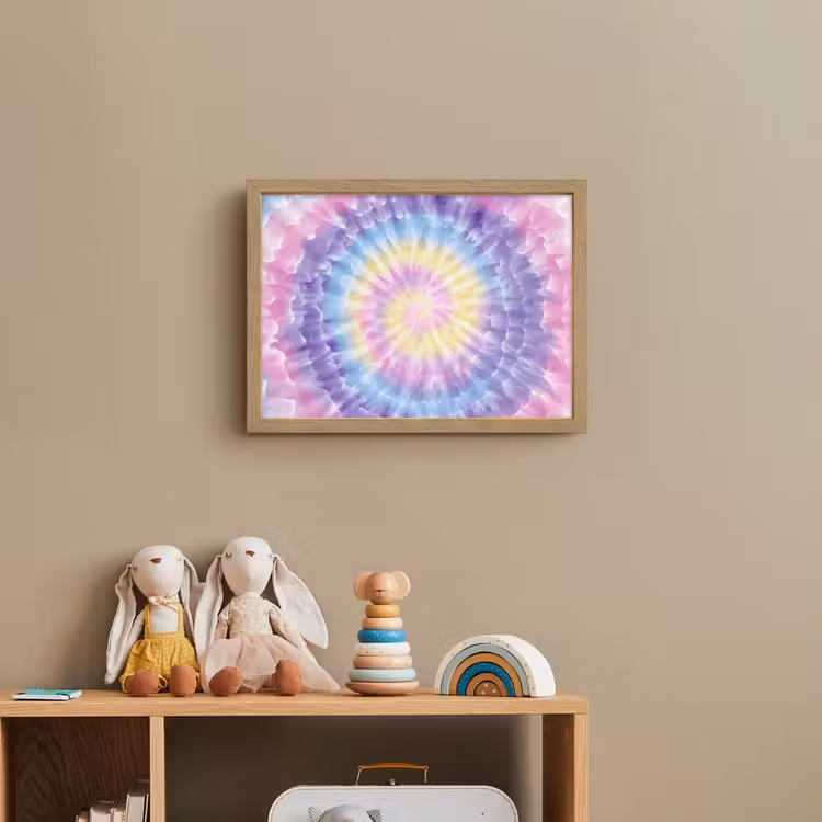 Spiraal - Tie dye - Pasteltinten Light Box met batterij (Wandlamp kind) middel -sfeer2_kind