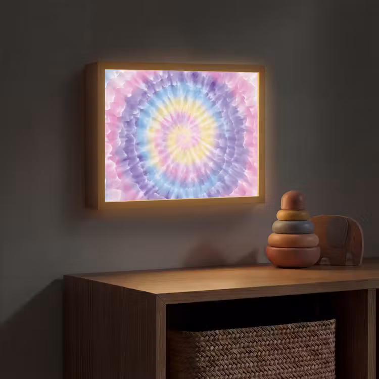 Spiraal - Tie dye - Pasteltinten Light Box met batterij (Wandlamp kind) middel -sfeer5_kind