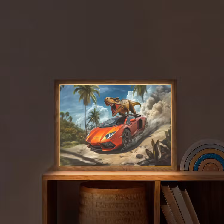 Sportauto - Rood - Dino Light Box met batterij (Wandlamp kind) middel -sfeer1_kind