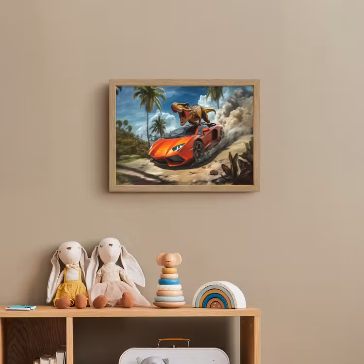 Sportauto - Rood - Dino Light Box met batterij (Wandlamp kind) middel -sfeer2_kind