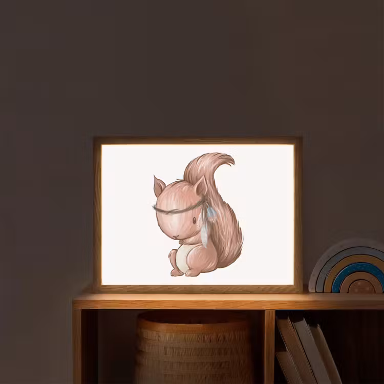 Eekhoorn - Dier - Bosdieren - Bruin Light Box met batterij (Wandlamp kind) middel -sfeer1_kind