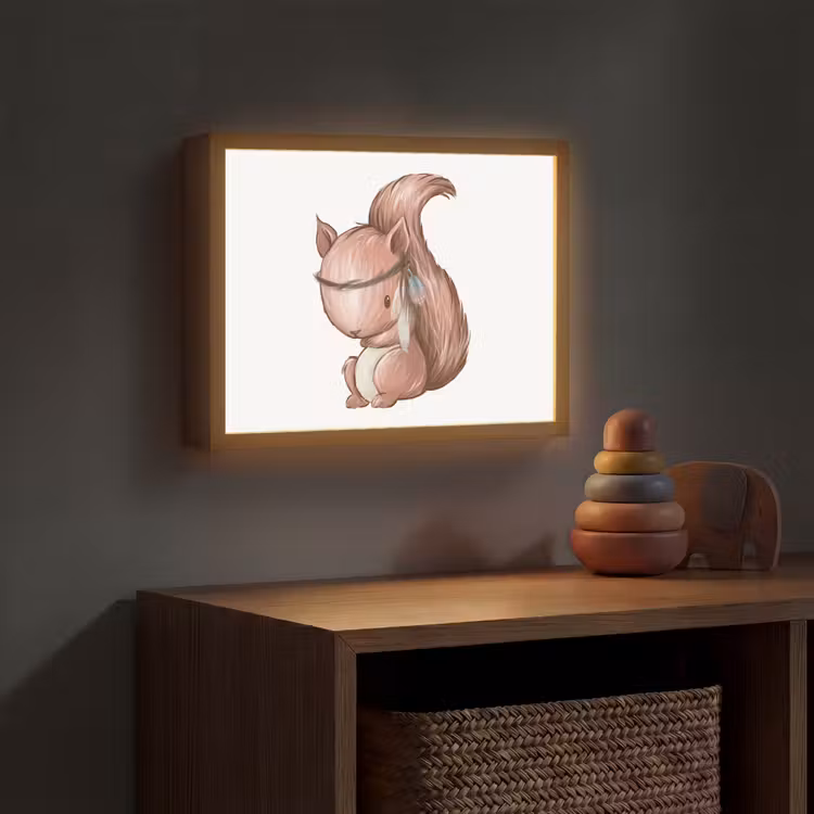 Eekhoorn - Dier - Bosdieren - Bruin Light Box met batterij (Wandlamp kind) middel -sfeer5_kind