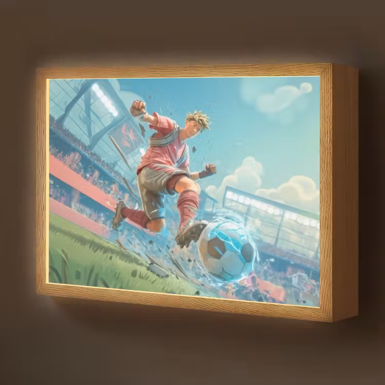Stadion - Voetbal - Jongen - Rood Light Box met batterij (Wandlamp kind) middel -z3d_website