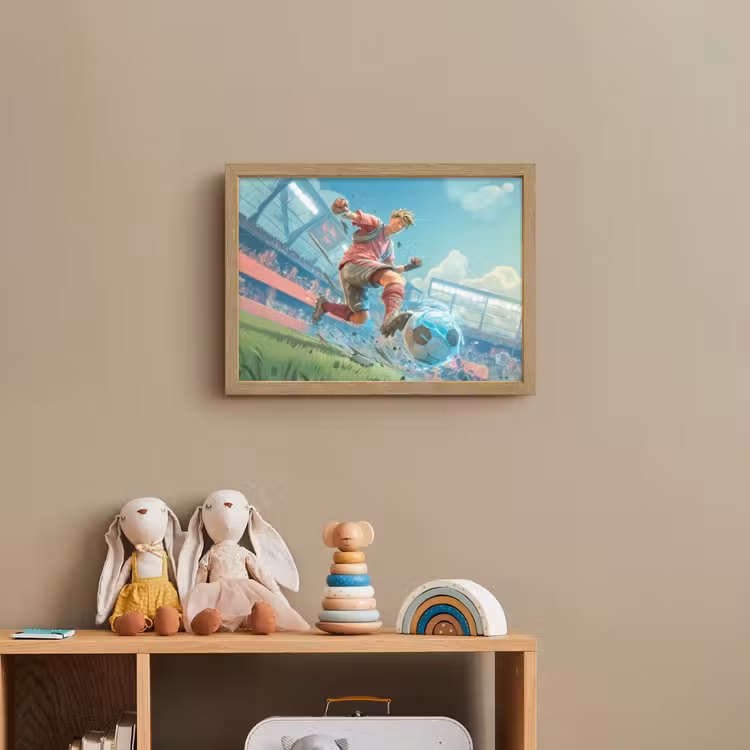 Stadion - Voetbal - Jongen - Rood Light Box met batterij (Wandlamp kind) middel -sfeer2_kind
