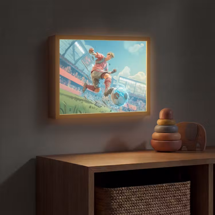 Stadion - Voetbal - Jongen - Rood Light Box met batterij (Wandlamp kind) middel -sfeer5_kind