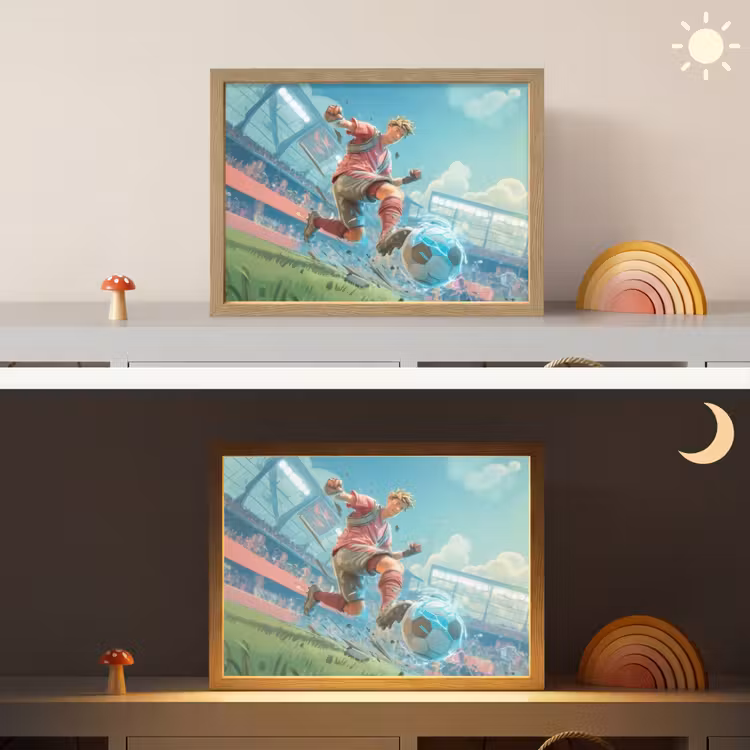 Stadion - Voetbal - Jongen - Rood Light Box met batterij (Wandlamp kind) middel -sfeer3_kind