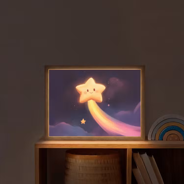 Ster - Gezichtje - Lichtgevend Light Box met batterij (Wandlamp kind) middel -sfeer1_kind