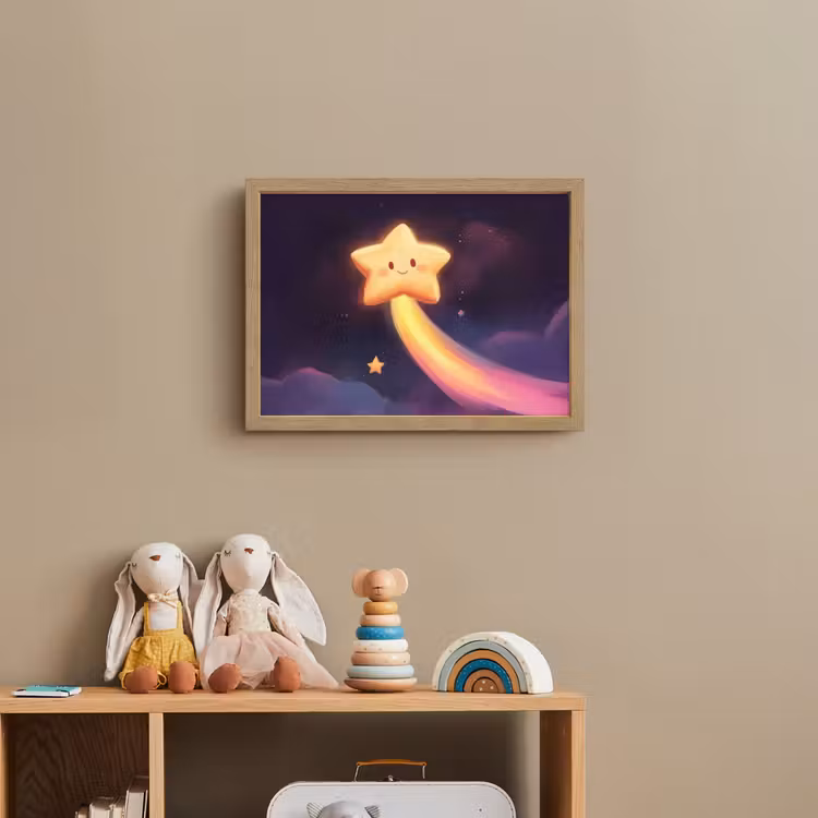 Ster - Gezichtje - Lichtgevend Light Box met batterij (Wandlamp kind) middel -sfeer2_kind