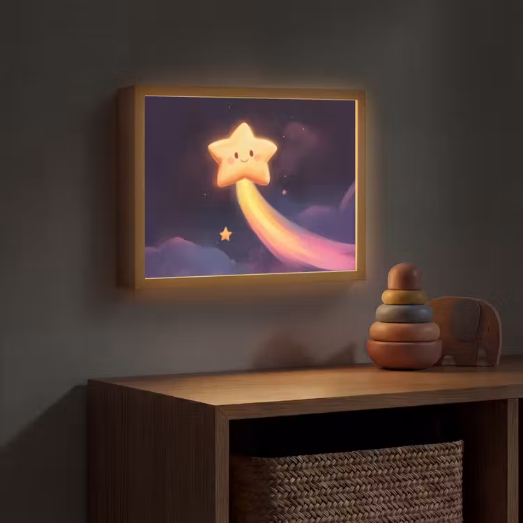 Ster - Gezichtje - Lichtgevend Light Box met batterij (Wandlamp kind) middel -sfeer5_kind