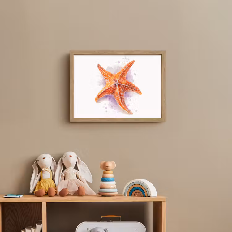 Zeester - Oranje - Paars Light Box met batterij (Wandlamp kind) middel -sfeer2_kind