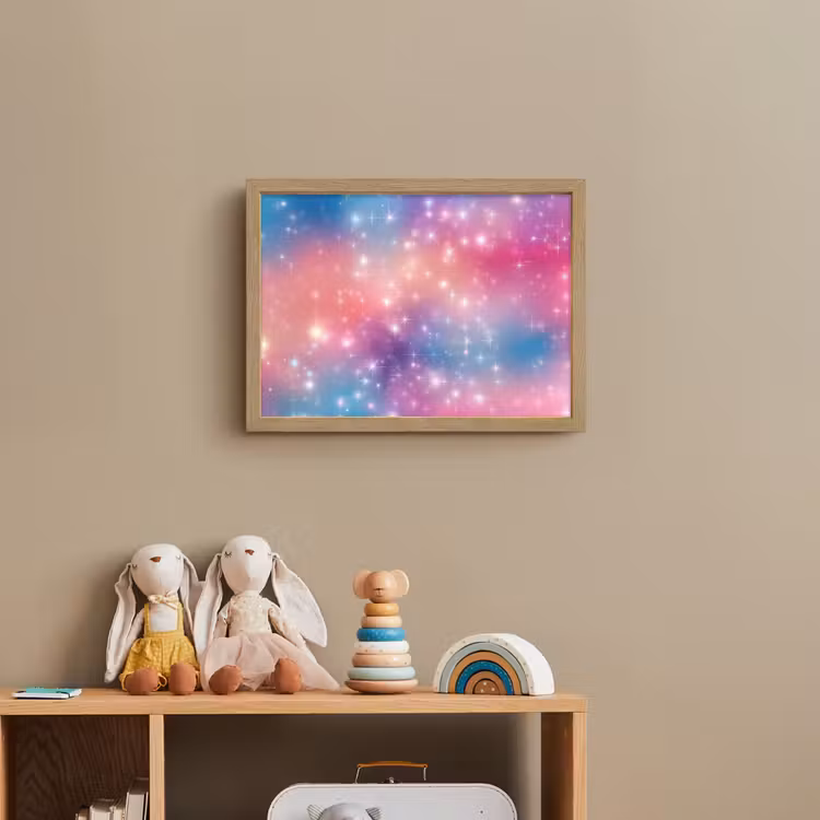 Sterren - Abstract - Kleuren Light Box met batterij (Wandlamp kind) middel -sfeer2_kind