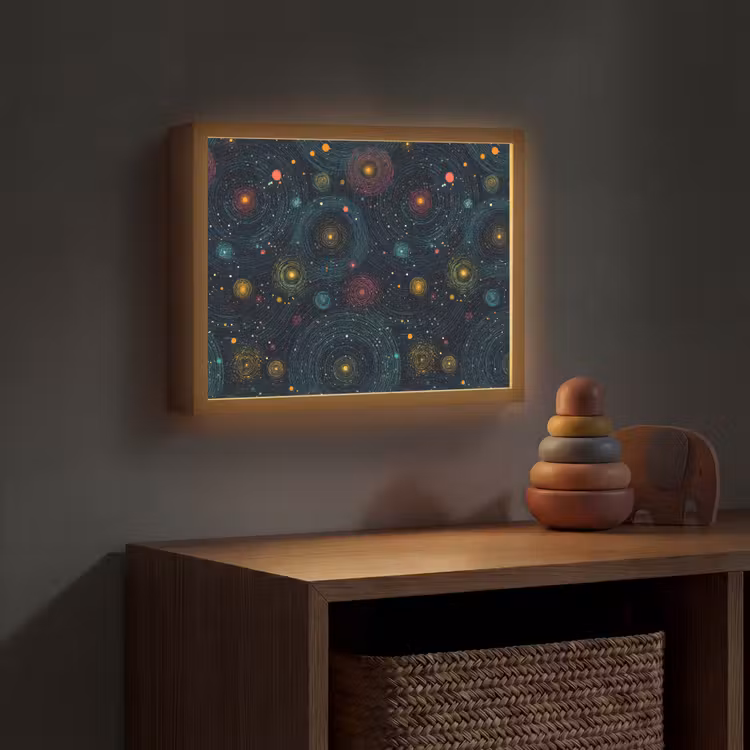Sterren - Kleurrijk - Lichtgevende kernen Light Box met batterij (Wandlamp kind) middel -sfeer5_kind