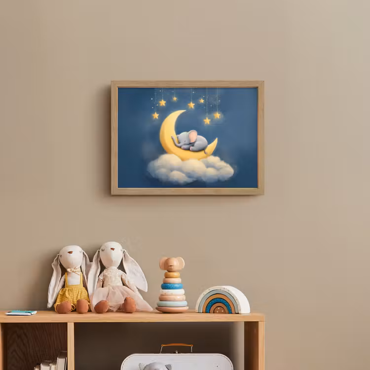 Sterren - Olifant - Maan - Wolken Light Box met batterij (Wandlamp kind) middel -sfeer2_kind