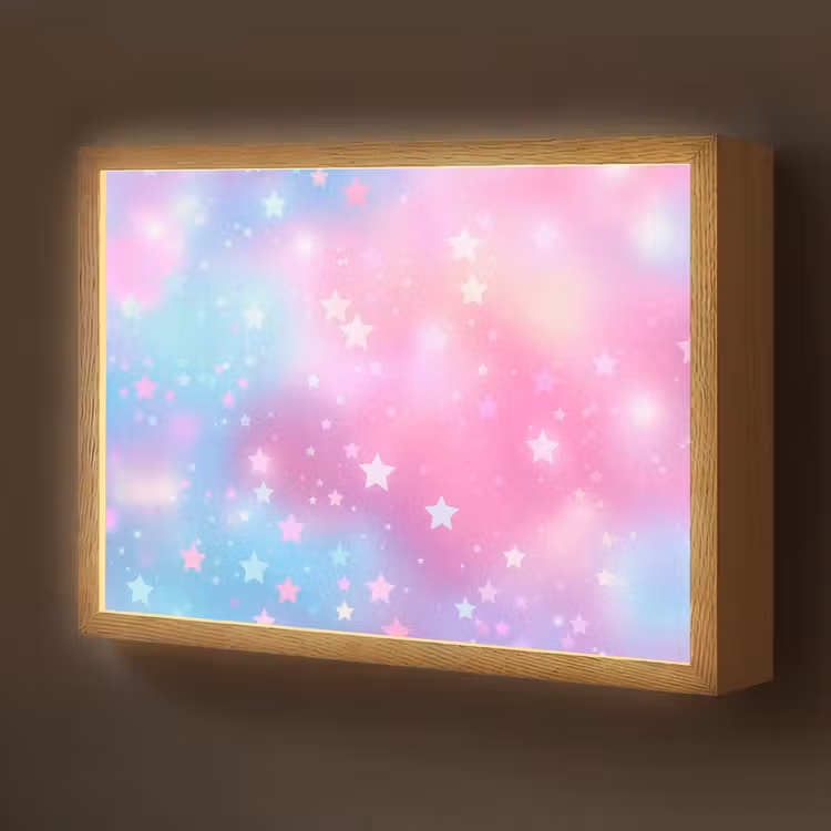 Sterren - Roze - Blauw Light Box met batterij (Wandlamp kind) middel -z3d_website