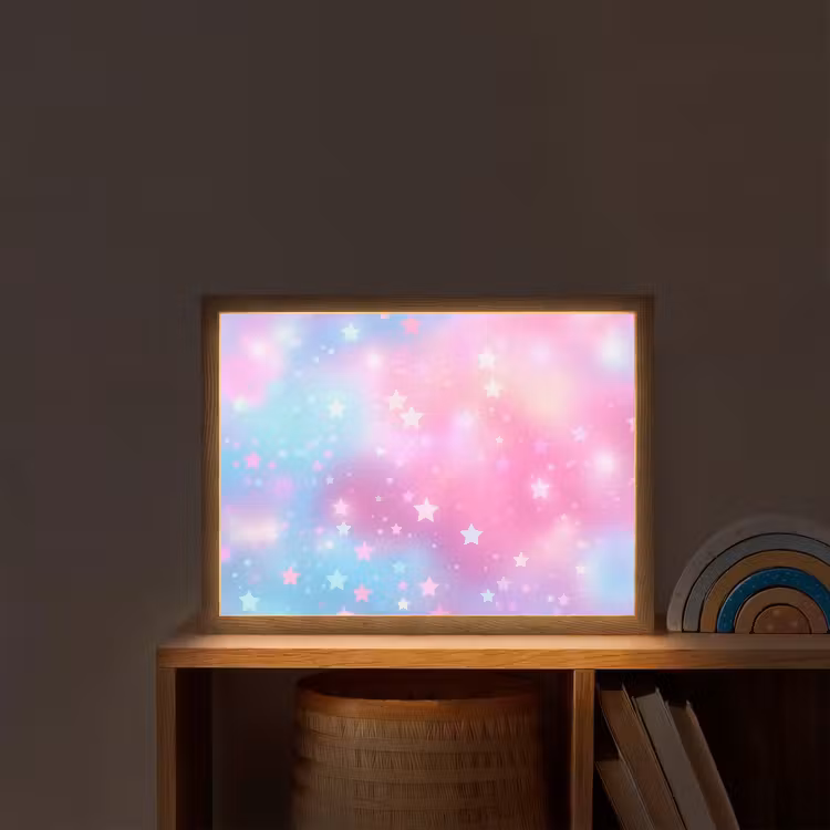 Sterren - Roze - Blauw Light Box met batterij (Wandlamp kind) middel -sfeer1_kind