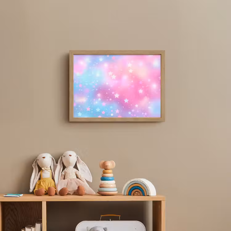 Sterren - Roze - Blauw Light Box met batterij (Wandlamp kind) middel -sfeer2_kind