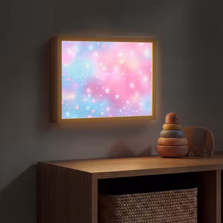 Sterren - Roze - Blauw Light Box met batterij (Wandlamp kind) middel -sfeer5_kind