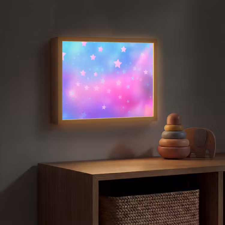 Sterren - Roze - Blauw Light Box met batterij (Wandlamp kind) middel -sfeer5_kind