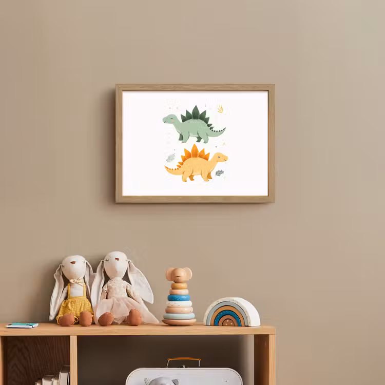 Sterren - Stegosaurussen - Blaadjes - Groen Light Box met batterij (Wandlamp kind) middel -sfeer2_kind