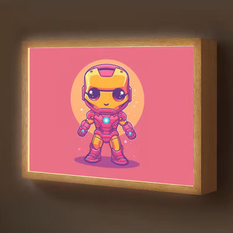 Superheld - Jongens - Rood - Paars Light Box met batterij (Wandlamp kind) middel -z3d_website