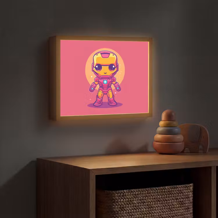 Superheld - Jongens - Rood - Paars Light Box met batterij (Wandlamp kind) middel -sfeer5_kind
