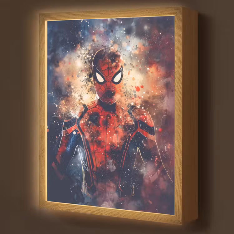 Superheld - Jongens - Rook - Kleuren Light Box met batterij (Wandlamp kind) middel -z3d_website