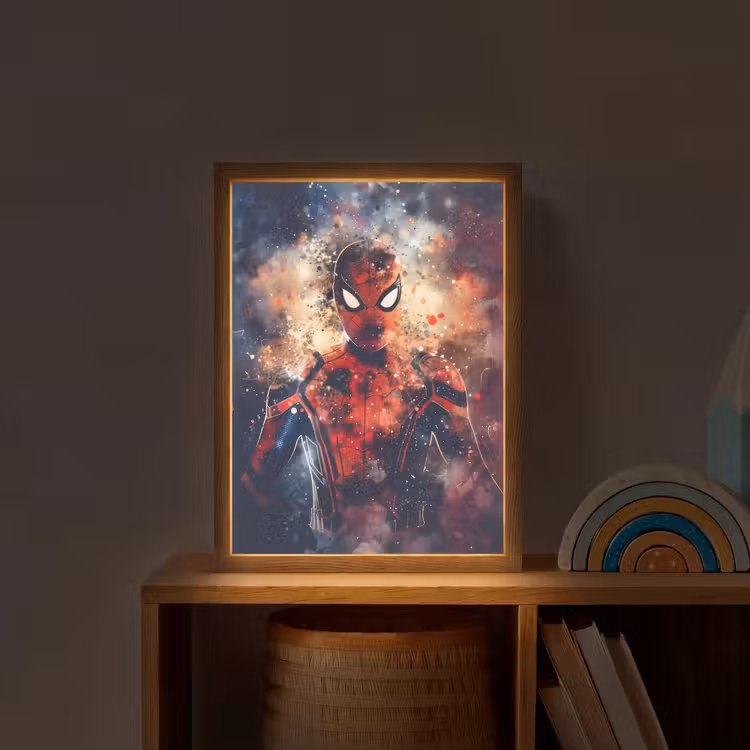 Superheld - Jongens - Rook - Kleuren Light Box met batterij (Wandlamp kind) middel -sfeer1_kind