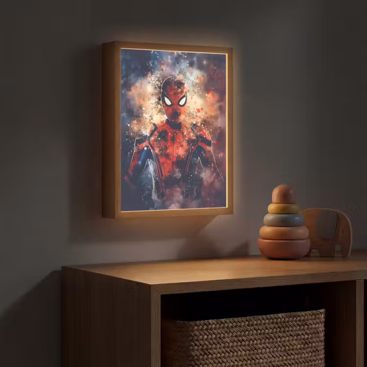 Superheld - Jongens - Rook - Kleuren Light Box met batterij (Wandlamp kind) middel -sfeer5_kind