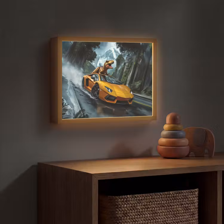 T-Rex - Auto - Regenwoud Light Box met batterij (Wandlamp kind) middel -sfeer5_kind