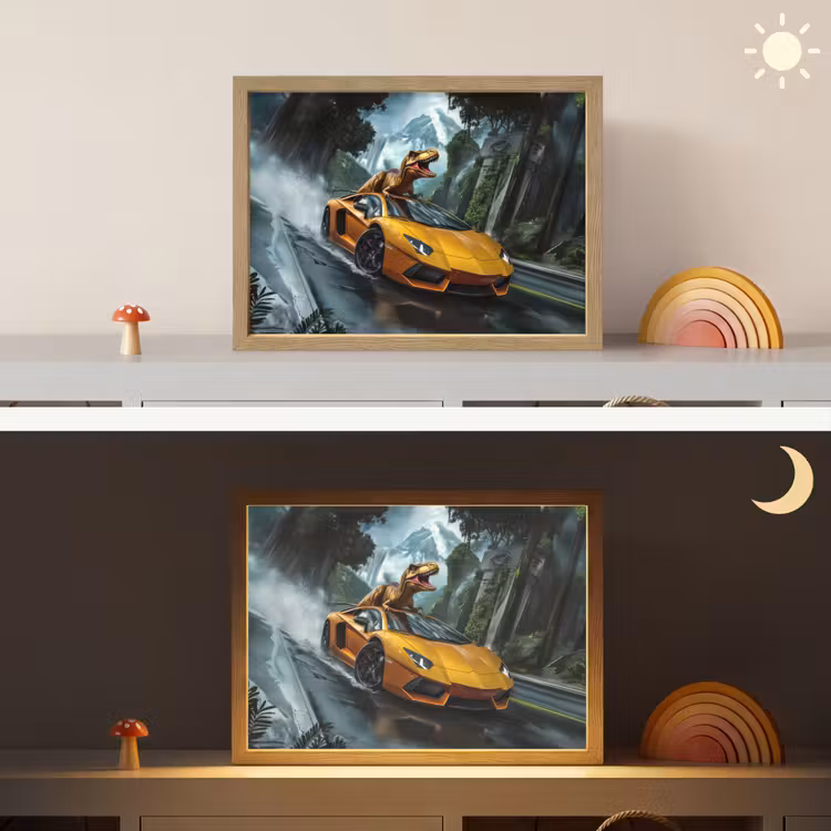 T-Rex - Auto - Regenwoud Light Box met batterij (Wandlamp kind) middel -sfeer3_kind