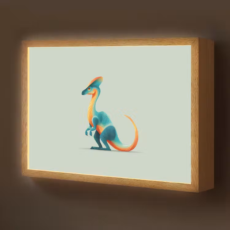 Staart - Dino - Minimalistisch - Blauw Light Box met batterij (Wandlamp kind) middel -z3d_website