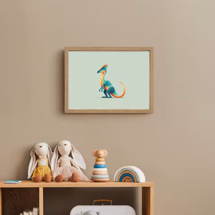Staart - Dino - Minimalistisch - Blauw Light Box met batterij (Wandlamp kind) middel -sfeer2_kind