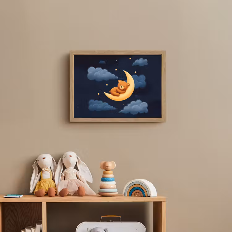 Teddybeer - Maan - Wolken - Sterren Light Box met batterij (Wandlamp kind) middel -sfeer2_kind