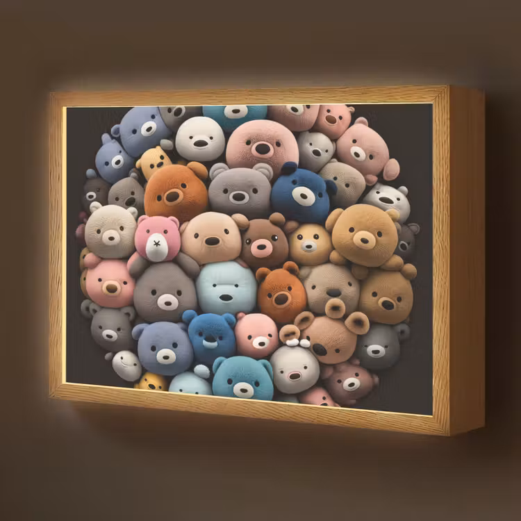 Teddybeer - Knuffel - Dieren - Meisjes - Jongens Light Box met batterij (Wandlamp kind) middel -z3d_website