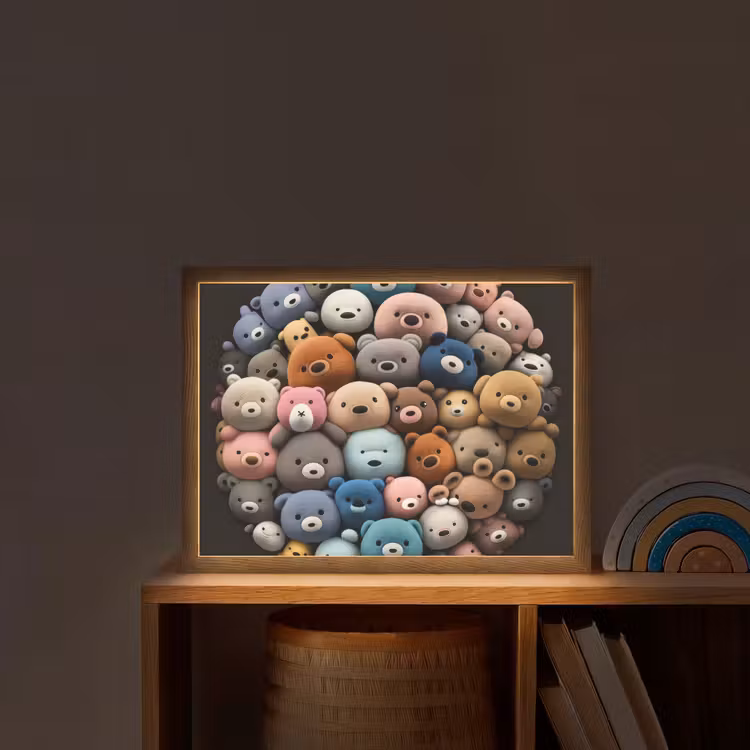 Teddybeer - Knuffel - Dieren - Meisjes - Jongens Light Box met batterij (Wandlamp kind) middel -sfeer1_kind