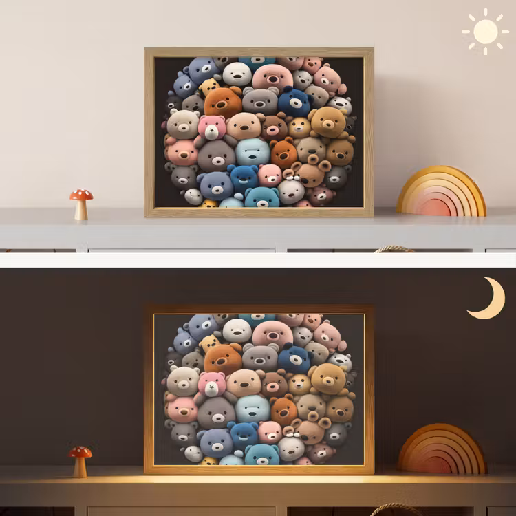 Teddybeer - Knuffel - Dieren - Meisjes - Jongens Light Box met batterij (Wandlamp kind) middel -sfeer3_kind