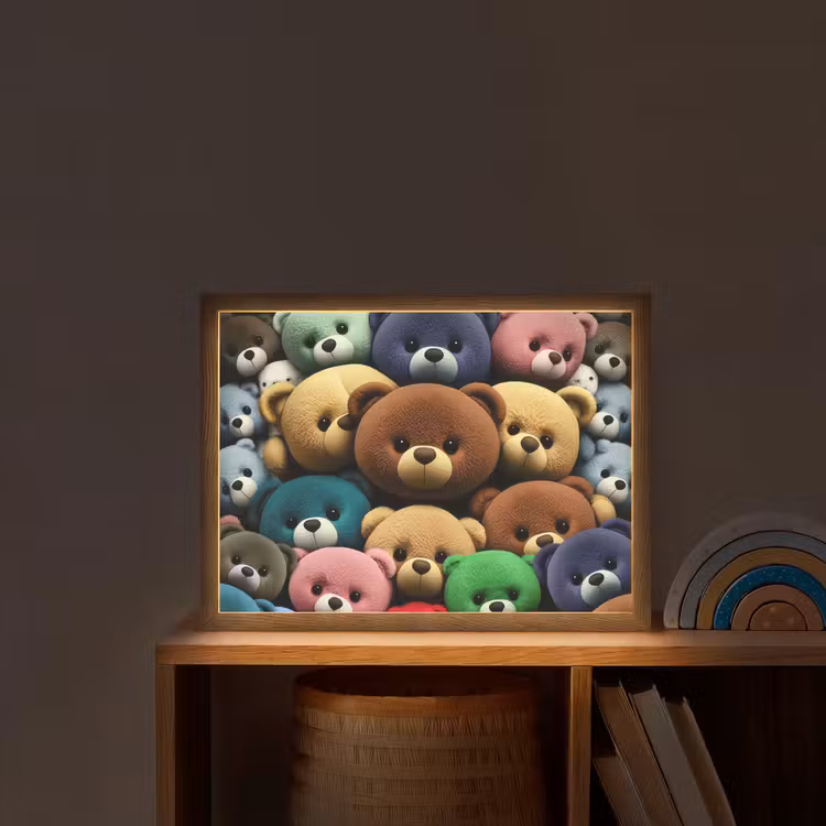 Knuffelbeer - Teddy - Design - Kids Light Box met batterij (Wandlamp kind) middel -sfeer1_kind