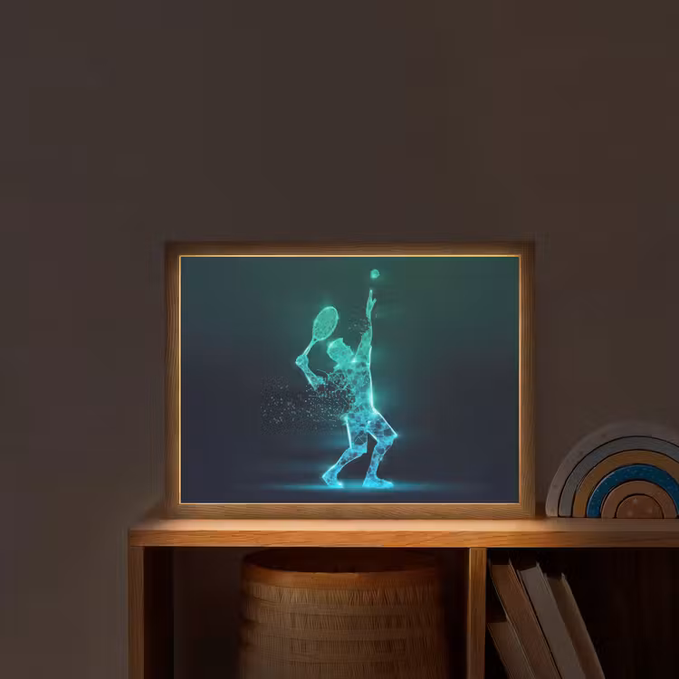 Tennis - Futuristisch - Sport - Neon Light Box met batterij (Wandlamp kind) middel -sfeer1_kind