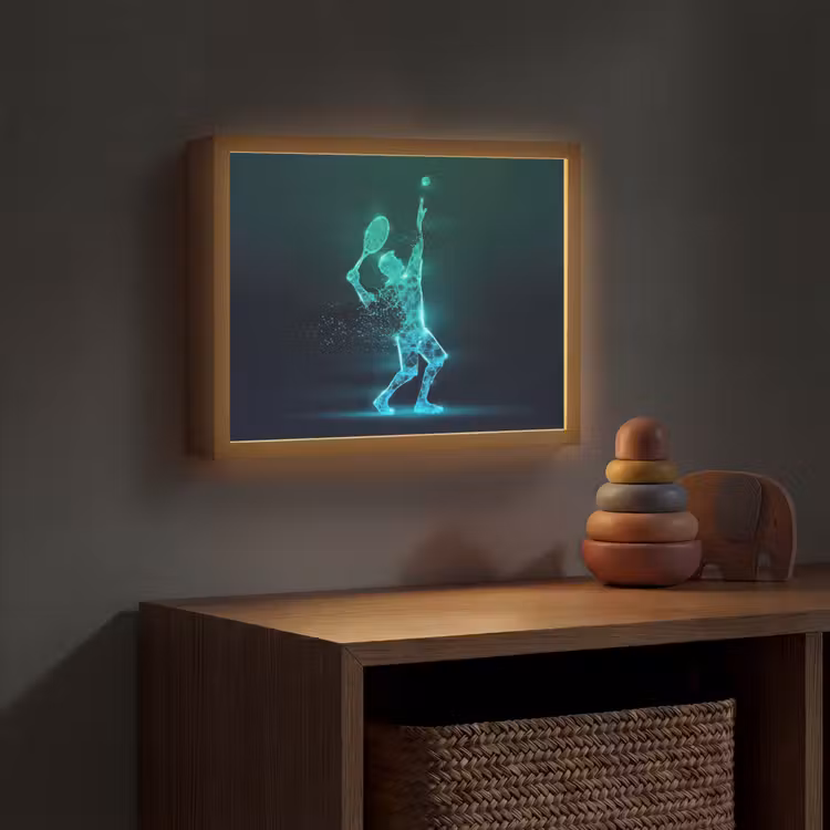 Tennis - Futuristisch - Sport - Neon Light Box met batterij (Wandlamp kind) middel -sfeer5_kind